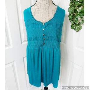 Avenue Sleeveless Turquoise Tunic Top Size 14